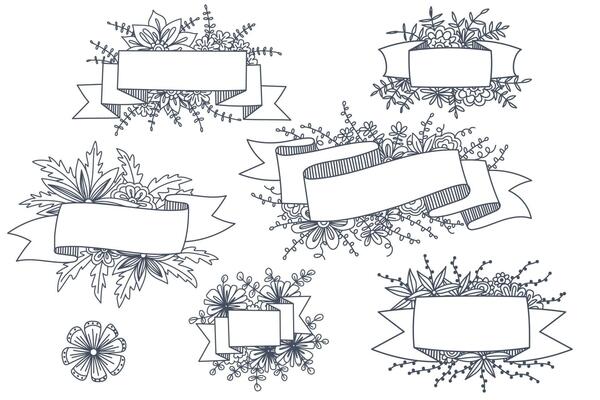 Various styles of flower frames are designed for use in cartoons and illustrations