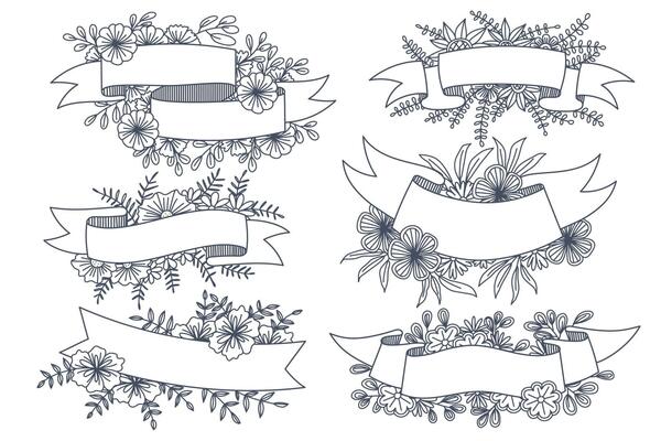 Various styles of flower frames are designed for use in cartoons and illustrations