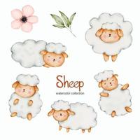 Watercolor sheep doll object asset. Baby toy stuffs set of animal ram
