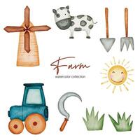 Watercolor countryside object asset. Baby toy stuffs vector