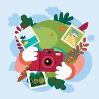 Photoghaper with trip around the world illustration vector