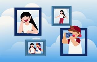 Photoghaper with frame to taking photo girlfriend illustration vector