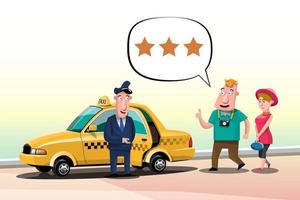 Taxi travelers rate the taxi service a 3 star rating. vector