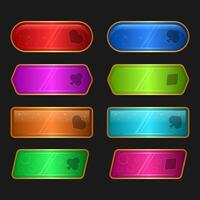 Button set designed game user interface GUI for video games, computers. vector