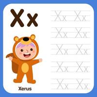 Alphabet tracing book for preschool with example and fun vector