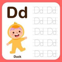 Alphabet tracing book for preschool with example and fun vector