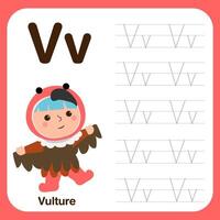 Alphabet tracing book for preschool with example and fun vector