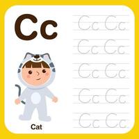 Alphabet tracing book for preschool with example and fun vector