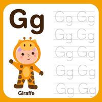 Alphabet tracing book for preschool with example and fun vector