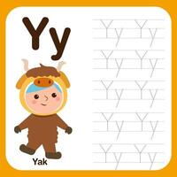 Alphabet tracing book for preschool with example and fun vector