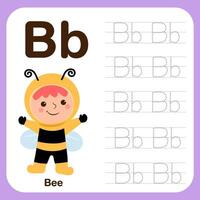 Alphabet tracing book for preschool with example and fun vector