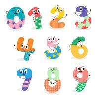 Set of cartoon funny difference snake number vector