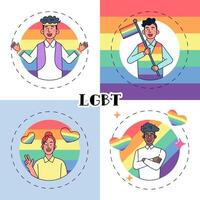 Happy pride month LGBTQ banners and flag for advertising and web pages vector