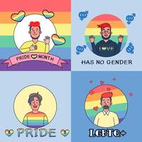 Happy pride month LGBTQ banners and flag for advertising and web pages vector