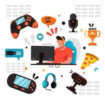 Bloggers play live streaming games in their channels in a worldwide. vector