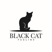 diseño de plantilla de logotipo de gato negro vector