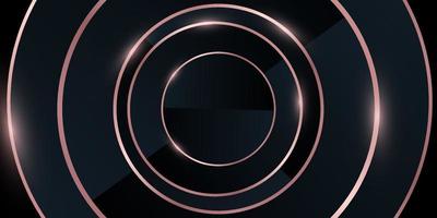 Modern abstract light blck background . elegant circle shape design with golden line. vector