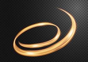 Abstract gold swirl line of light with a transparent background, isolated and easy to edit vector