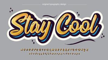 yellow and blue modern cursive typography vector