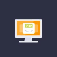 codificación php, icono de vector de programación