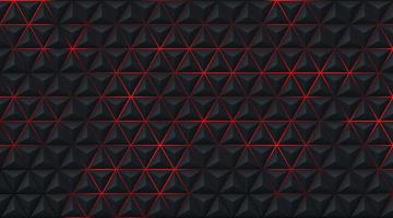 Abstract geometric triangle 3D pattern on red, black blurred background in technology style. Modern futuristic pyramid shape pattern design. Can use for cover template, poster. Vector illustration