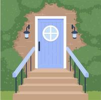 Ilustración de vector de puerta y escaleras en estilo de dibujos animados