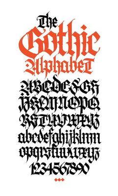 Gothic. Vector. Uppercase and lowercase letters on a white background