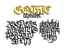 Complete Gothic alphabet. Uppercase and lowercase letters on a white background. vector