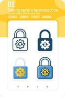 setting secure business icon set with multiple style isolated on white background. Vector icon design template for graphic, web design, apps, logo, business and all project. Include 64x64 pixels size