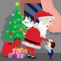 santa claus y los niños en bendición vector