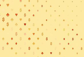 Light yellow, orange vector cover with symbols of gamble.