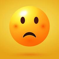 3d sad emoticon template vector