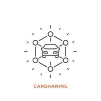 carsharing icon, mono line style vector