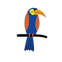 blue fantasy toucan bird on a branch vector