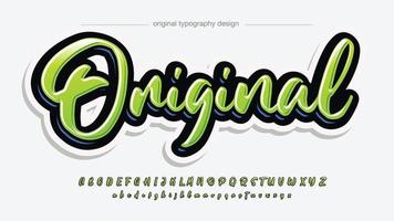 Green 3d cursive bold calligraphy font vector