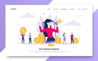 Loyalty program landing page flat style design vector illustration concept.