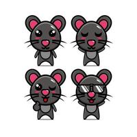 linda colección de juegos de ratones. ilustración vectorial caricatura de estilo plano de personaje de mascota de ratón. aislado sobre fondo blanco. concepto de paquete de idea de logotipo de mascota de ratón de personaje lindo vector