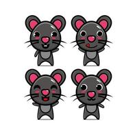 Cute mouse set collection. Vector illustration mouse mascot character flat style cartoon. Isolated on white background. Cute character mouse mascot logo idea bundle concept