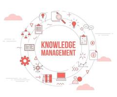 knowledge management concept with icon set template banner and circle round shape vector