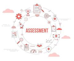 business assessment concept with icon set template banner and circle round shape vector