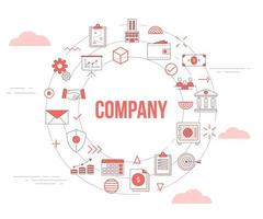 company business concept with icon set template banner and circle round shape vector