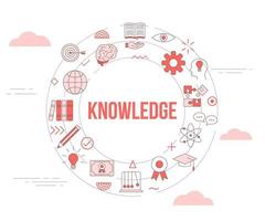 knowledge concept with icon set template banner and circle round shape vector