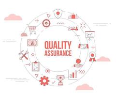 qa quality assurance concept with icon set template banner and circle round shape vector