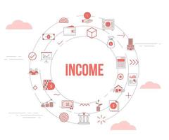 business income concept with icon set template banner and circle round shape vector