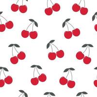 Red ripe cherry background Seamless pattern are distributed randomly. The design used for textile, fabric, publication, gift wrapping, vector illustration