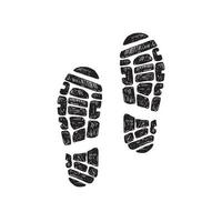 Vector hand drawn human foot prints on white