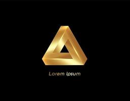 Gold triangle, 3d isometric icon Golden luxury vector isolated on black background