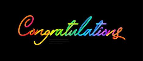 Congratulation text design with colorful line. vector