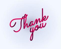 Thank you text design with colorful line vector