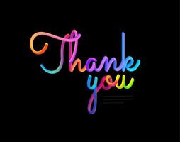 Thank you text design with colorful line vector